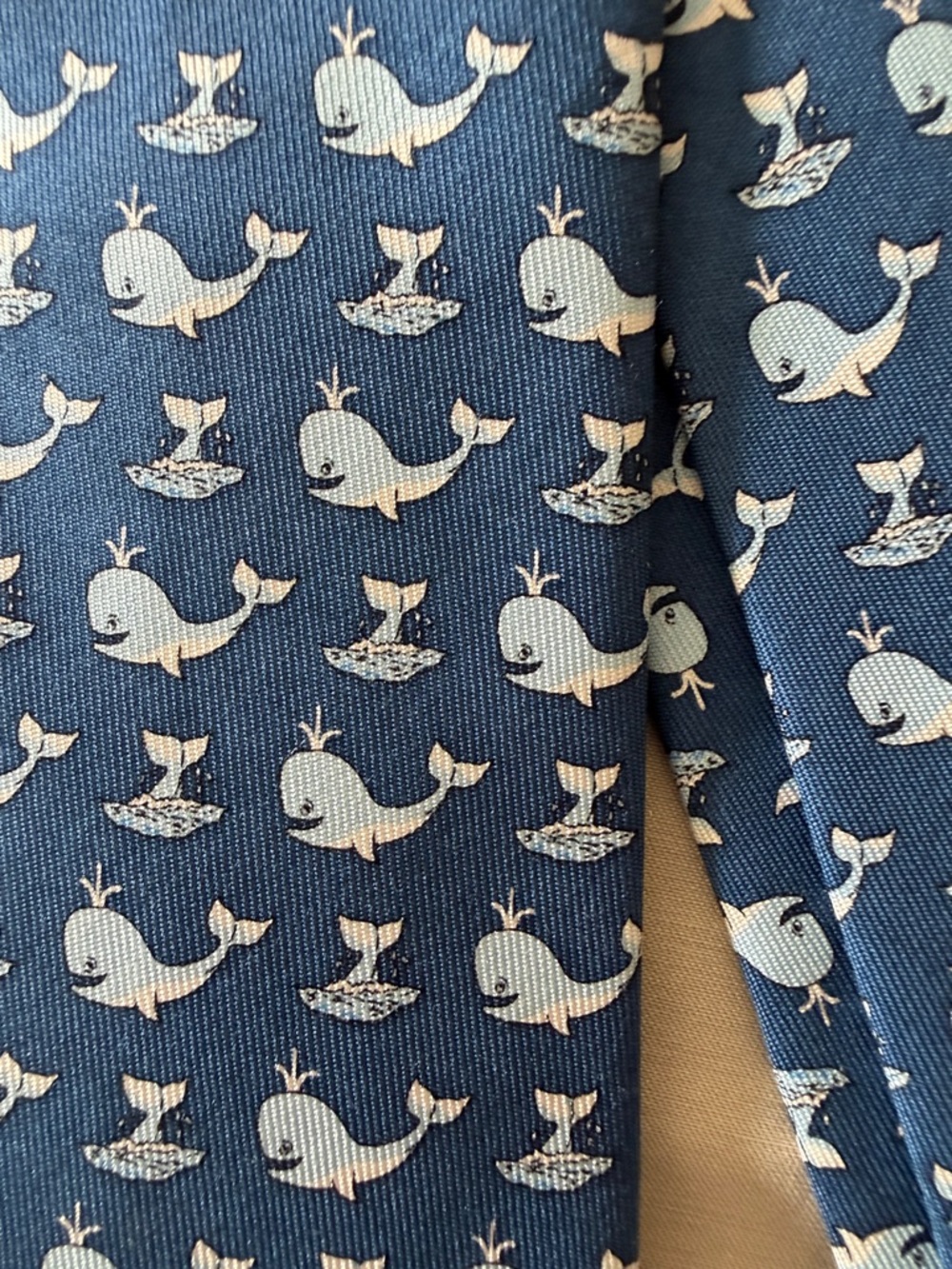Vineyard Vines Navy Blue Whale Pattern Silk Tie